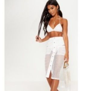 White Crochet Triangle Bralette Set